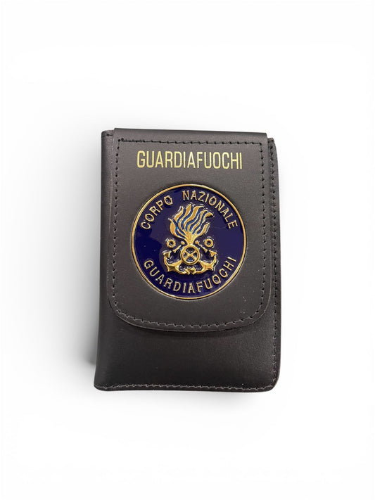 Portafoglio con placca guardiafuochi.